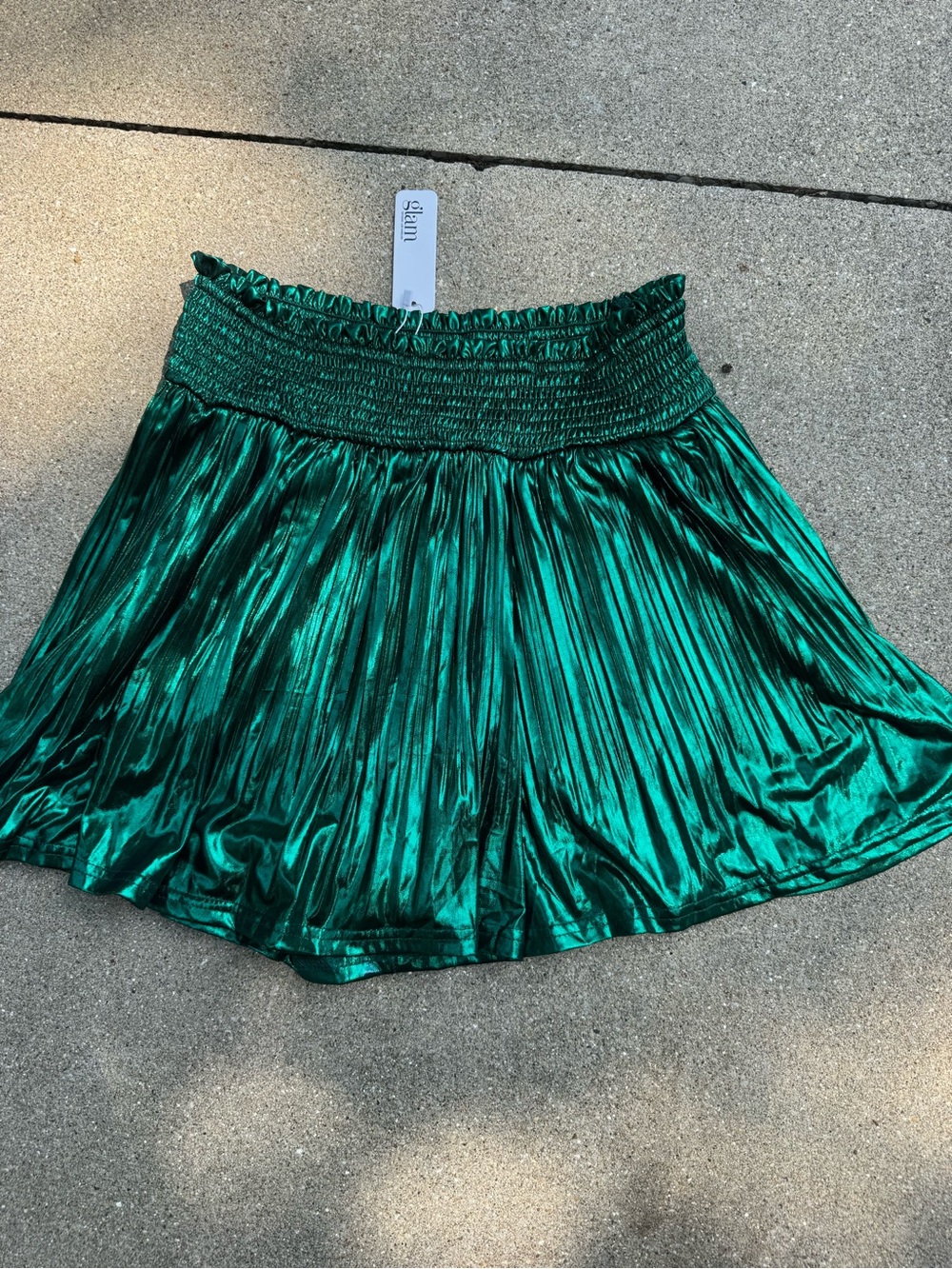 GLAM Los Angeles Metallic Emerald Skirt